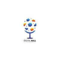 Designvorlage für moderne Technologie des digitalen Balllogos vektor