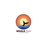 Walmeer mit Sonnenuntergang-Design-Ikonen-Logo-Vorlage vektor