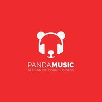 süßes Panda-Musik-Logo-Design mit Kopfhörern vektor