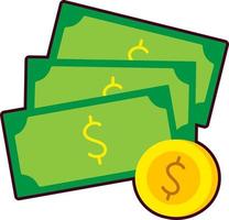 kontanter pengar mynt företag finansiell Framgång handel Bank illustration platt med svart klistermärke vektor