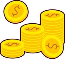 mynt lugg pengar kontanter företag finansiell handel Bank illustration platt med svart klistermärke vektor