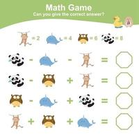 matematiskt ark för barn. pedagogisk tryckbar matematik arbetsblad. räkna och skrivning svar aktivitet för ungar. vektor fil.