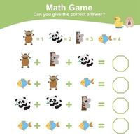 Mathematikblatt für Kinder. pädagogisches druckbares mathe-arbeitsblatt. Aktivität zum Zählen und Schreiben von Antworten für Kinder. Vektordatei. vektor