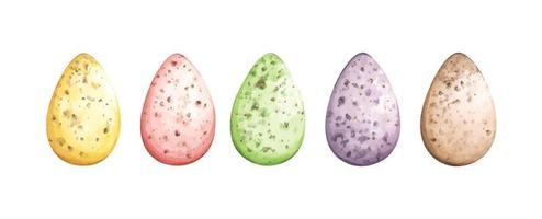 Lycklig påsk. vattenfärg uppsättning av färgad påsk ägg. design element för Semester kort. påsk samling med annorlunda Färg. vektor