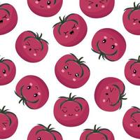 nahtloses muster von rosa tomaten im stil von kawaii. vektorabbildung auf weiß. vektor