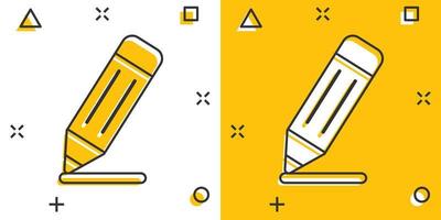 Bleistift-Symbol im Comic-Stil. Stift Cartoon-Vektor-Illustration auf weißem Hintergrund isoliert. Geschäftskonzept mit Splash-Effekt zeichnen. vektor