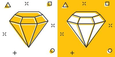 diamant pärla ikon i komisk stil. ädelsten tecknad serie vektor illustration på vit isolerat bakgrund. Smycken lysande stänk effekt företag begrepp.