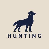 Jagdhund-Silhouette-Logo-Vorlage. Hundelogo, Jägerlogo, Hundejagd, Hundesymbol, Hundesilhouette