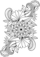 Blumenzeichnung, ein Zweig der botanischen Frühlingskollektion, Tuscheillustrationsvektorkunst von Gillyflower-Bouquet, künstlerisch handgezeichnet, Zen-Tangle-Tätowierung, einfache Blumenmalseiten und Buch. vektor
