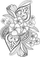 Blumen-Malbuch, Vektorskizze von Doodle-Blumen, handgezeichnete Zen-Doodle-Ziertätowierung, Sammlung botanischer Blattknospen-Illustration gravierter Tintenkunststil. vektor