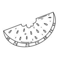 Wassermelone im handgezeichneten Doodle-Stil. Stück Obst. Vektor-Illustration isoliert auf weißem Hintergrund. vektor