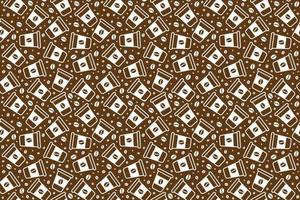 kaffe sömlös mönster på brun bakgrund vektor design