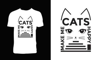 süßes Katzenvektor-T-Shirt-Design vektor