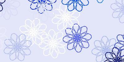 ljusblå vektor doodle textur med blommor.