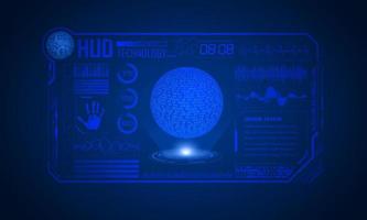 moderner hud-technologie-bildschirmhintergrund mit blauem globus vektor