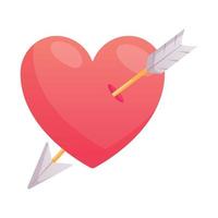 hjärta genomborrad förbi cupid pil. vektor isolerat illustration för valentines dag.