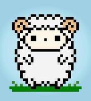 8-Bit-Pixel-Schafe. Tier für Spielanlagen und Kreuzstichmuster, in Vektorillustration vektor