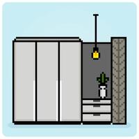 8-bitars pixel av garderob i vektor illustration för spel tillgångar. modern skåp i minimalistisk stil