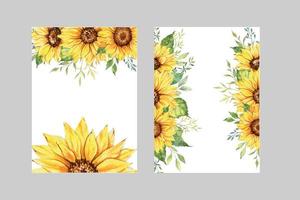 sonnenblume hochzeitseinladungsrahmen aquarell. Blumenrahmen für Hochzeitseinladung, Grußkarten. Sonnenblumenrahmen auf weißem Hintergrund vektor