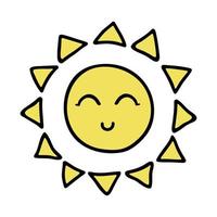 hand gezeichnetes glückliches sonne emoji. Sommergekritzel. einzelnes Vektorelement für Design vektor