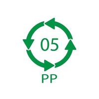 Kunststoff-Recycling-Symbol pp 5 Vektorsymbol. vektor
