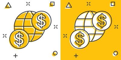 global företag ikon i komisk stil. pengar transaktion tecknad serie vektor illustration på vit isolerat bakgrund. sedel räkningen säkerhet stänk effekt företag begrepp.