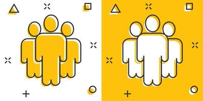 Menschen-Kommunikations-Ikone im Comic-Stil. Menschen Cartoon-Vektor-Illustration auf weißem Hintergrund. Geschäftskonzept mit Splash-Effekt für Partnerschaften. vektor