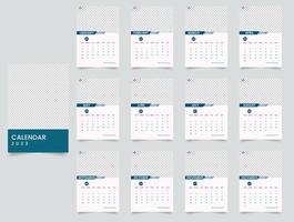 einfache designvorlage für den wandkalender des neuen jahres 2023 vektor