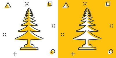 barrträd träd ikon i komisk stil. gran flora tecknad serie vektor illustration på vit isolerat bakgrund. ekologi stänk effekt tecken företag begrepp.