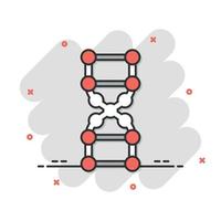 DNA-Molekül-Symbol im Comic-Stil. Atom-Cartoon-Vektorillustration auf weißem, isoliertem Hintergrund. Molekulare Spirale Spritzeffekt Zeichen Geschäftskonzept. vektor