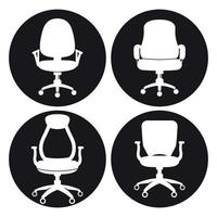 kontor stol ikoner uppsättning. svart på en vit bakgrund vektor