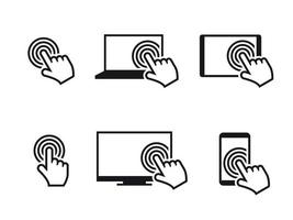 Touchscreen-Symbole festgelegt. schwarz auf weißem Grund vektor
