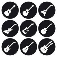 gitarrer ikoner uppsättning. vit på en svart bacgkround vektor