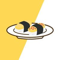 japansk sushi eras på en tallrik vektor illustration