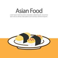 japansk sushi eras på en tallrik vektor illustration