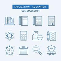 blå konturer ikoner för utbildning app vektor