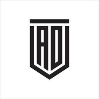 ad logotyp monogram med emblem skydda design isolerat bakgrund vektor