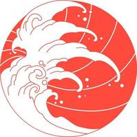 vektor illustration i de stil av de bra japansk orientalisk Vinka, isolerat på en gyllene bakgrund