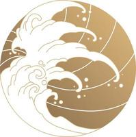 vektorillustration im stil der großen japanischen orientalischen welle, einzeln auf goldenem hintergrund vektor