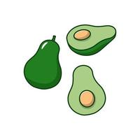 Avocado-Vektor-Illustration mit einem einfachen Cartoon-Stil isoliert auf weißem Hintergrund vektor