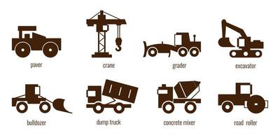 konstruktion Utrustning maskiner silhuetter vektor