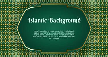 islamic arabicum grön lyx bakgrund med gyllene geometrisk mönster och skön prydnad vektor