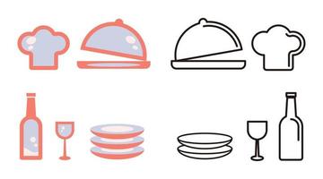 Küchenwerkzeuge oder Küchenutensilien stellen Symbol, Vektordesign auf weißem Hintergrund ein. vektor