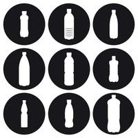 Flaschen-Symbole gesetzt. weiß auf schwarzem Grund vektor