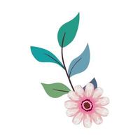 rosa blomma teckning med löv vektor design