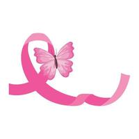 rosa band med fjäril av bröst cancer medvetenhet vektor design