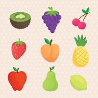 uppsättning ikoner av färsk och utsökt frukt vektor