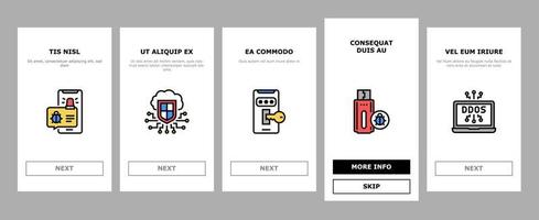 Onboarding-Symbole für Internetsicherheit setzen Vektor