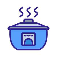 halbovaler multicooker in aktion symbol vektor umriss illustration