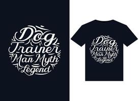 Hundetrainer-Mann-Mythos-Legendenillustrationen für druckfertiges T-Shirt-Design vektor